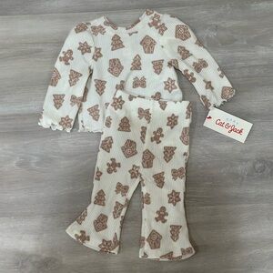 Cat & Jack Kids Pajama Set - Cream and Brown